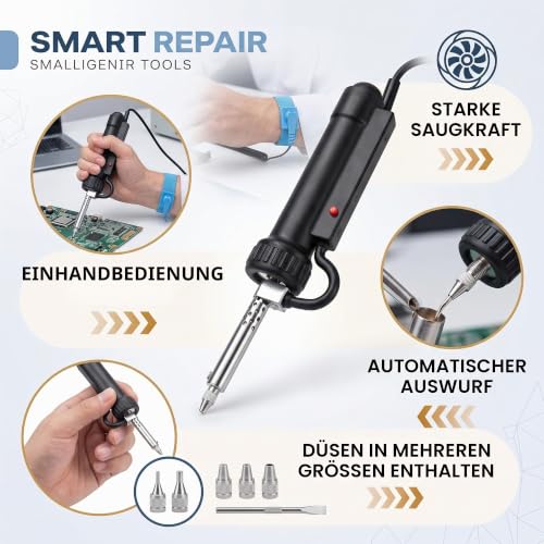 Fafeicy BBT680 Professional Electric Desoldering Pump Soldering Suction Mini Automatic Portable for Electronics Repair with 220 V EU Plug ABS Stainless Steel
