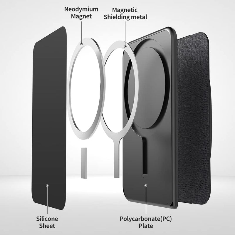 [Australia - AusPower] - 3 in 1 Magnetic Card Holder, Sinjimoru Magnetic Wallet for MagSafe as Cell Phone Wallet Stick On with Phone Grip Holder & Mobile Phone Kickstand iPhone 15 14 13 12 Series. M-Bgrip Black 