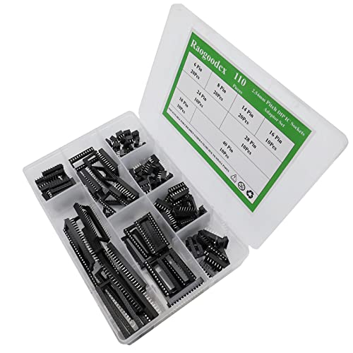 110pcs 2.54mm Pitch DIP IC Sockets Type Adaptor Set 6,8,14,16,18,24,28,40 Pin