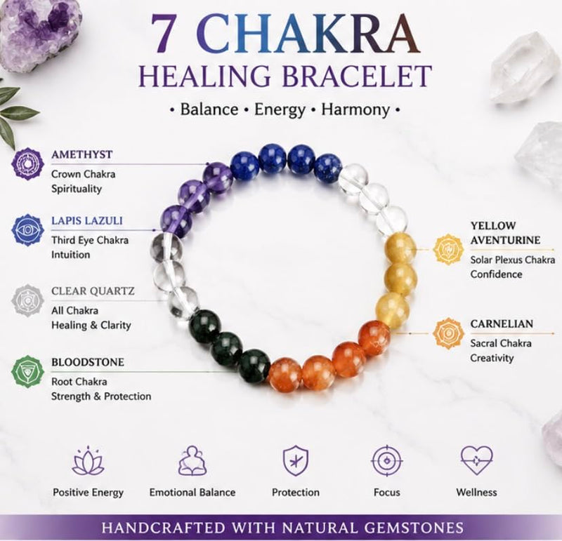 Amethyst Quartz Bloodstone Lapis Yellow Aventurine Carnelian Beaded Bracelet Crystal Healing Fashion Jewelry Gift Accessory