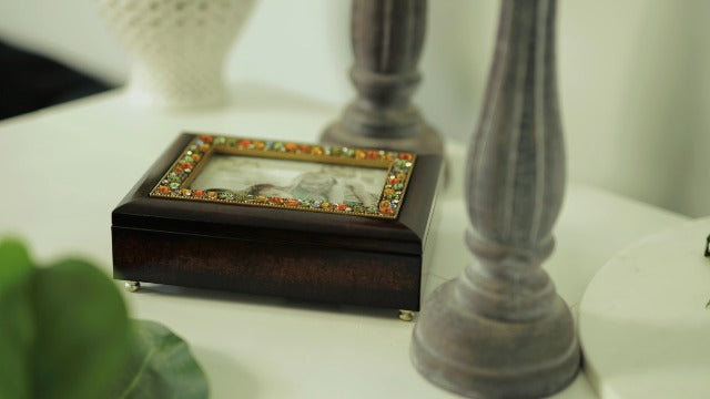 Cottage Garden Daughter You Fill My Heart Amber Earth Tone Jeweled Music Box Plays You are My Sunshine