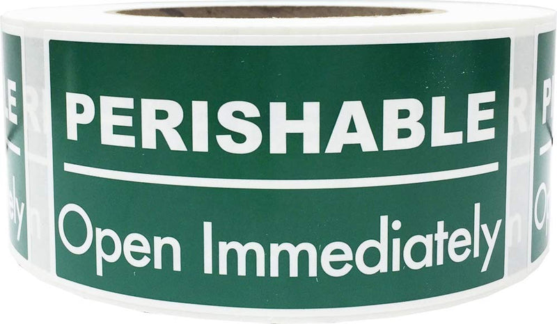 PERISHABLE Open Immediately Labels – 2 x 4 Inch Adhesive Stickers, 500 Total Labels Per Roll for Shipping, Cold Storage, Food Handling, and Inventory – Made in the USA