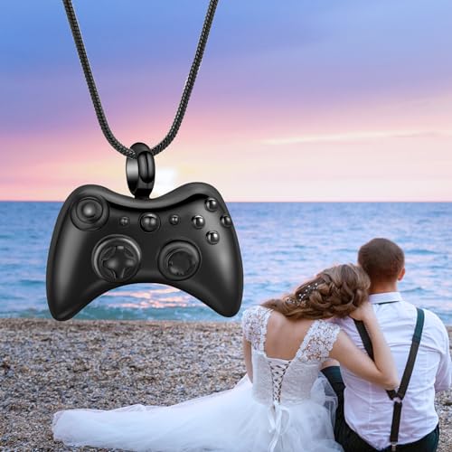shajwo Game Controller Urn Necklaces for Ashes for Men Black