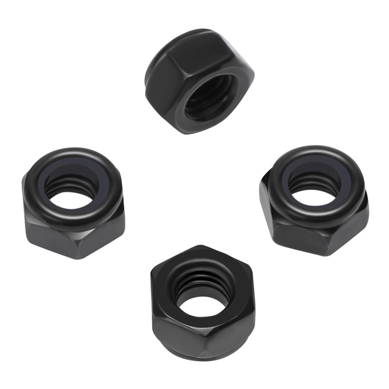 [Australia - AusPower] - 10Pcs M10 x 1.5mm Hex Lock Nuts Carbon Steel Nylon Insert Self-Locking Nuts for Fasteners, Black 10 