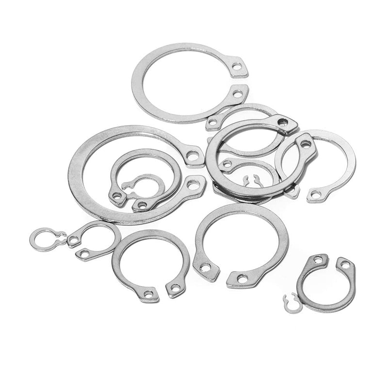 225Pcs External Retaining Rings Snap Rings Assortment Kit, 304 Stainless Steel External C-Clip Set, 15 Sizes Circlip Snap Rings M3 - M25… 225pcs C-clip stainless steels