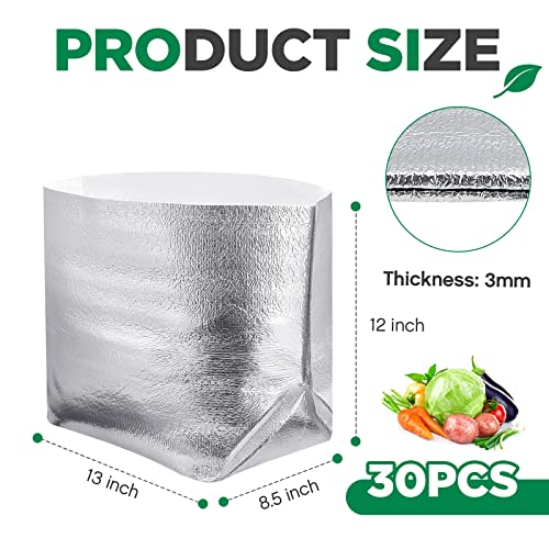 30 Pcs Insulated Box Liners for Shipping 13 x 8.5 x 12 Inch Large Foil Reusable Insulated Bags for Lunch Box Shopping Bag Shipping Container Insulation Lining Waterproof Package Frozen Food