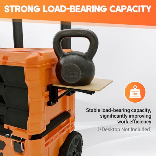 Tordale folding work table bracket mount for Klein MODbox with rail mount, black tool holder hardware