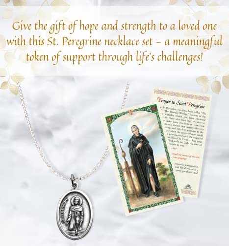 TrendZeen St. Peregrine Necklace - Medal, Prayer Card & Set of 2 Items