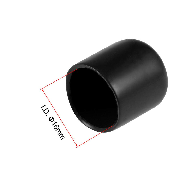 [Australia - AusPower] - uxcell 10pcs Rubber End Caps 16mm ID Vinyl Round End Cap Cover Screw Thread Protectors Black 