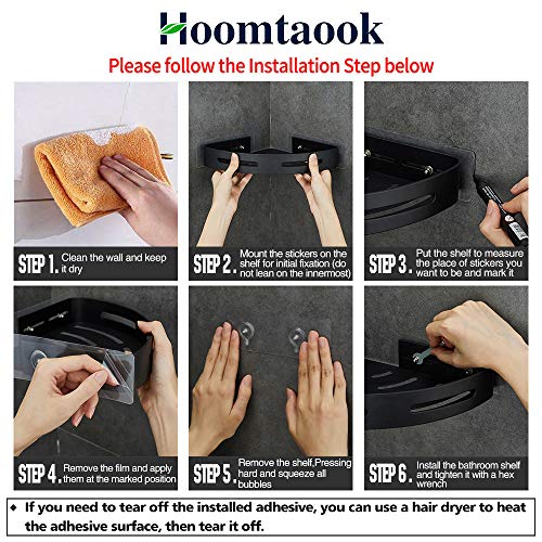 Adhesive Corner Shelf Bathroom Shower Caddy Organizer for Kitchen Toilet No Drilling 2-Tier Bathroom Corner Shelves Shower Caddies Black