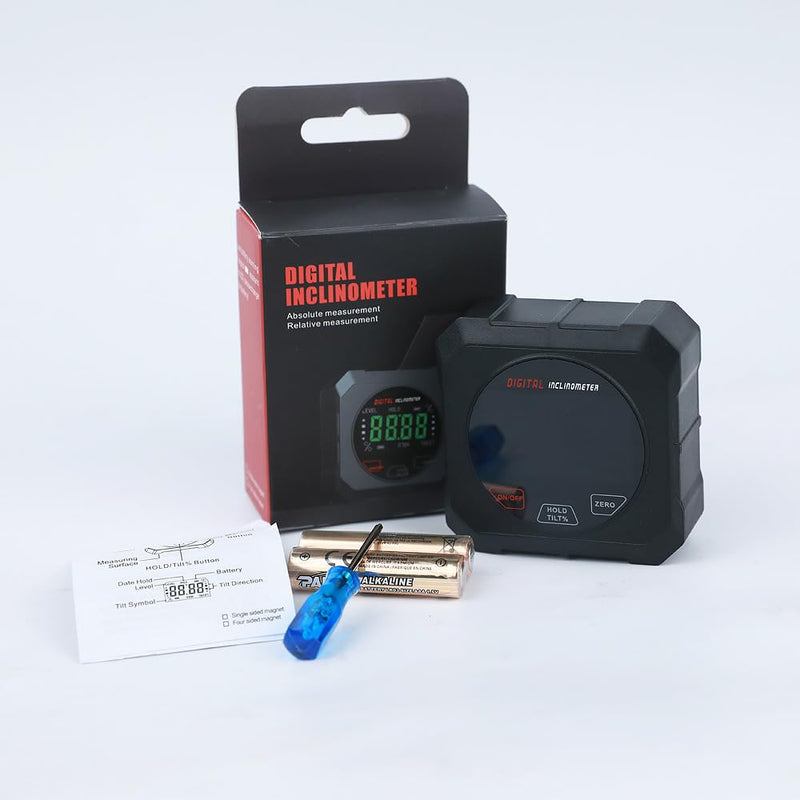 [Australia - AusPower] - RAESHA Digital Angle Finder with Touch Screen – Strong Magnetic Digital Inclinometer with High Accuracy ±0.2°, 4 x 90° Measuring Range, LCD Display, Inclinometer Level Tool with 2 AAA Batteries 