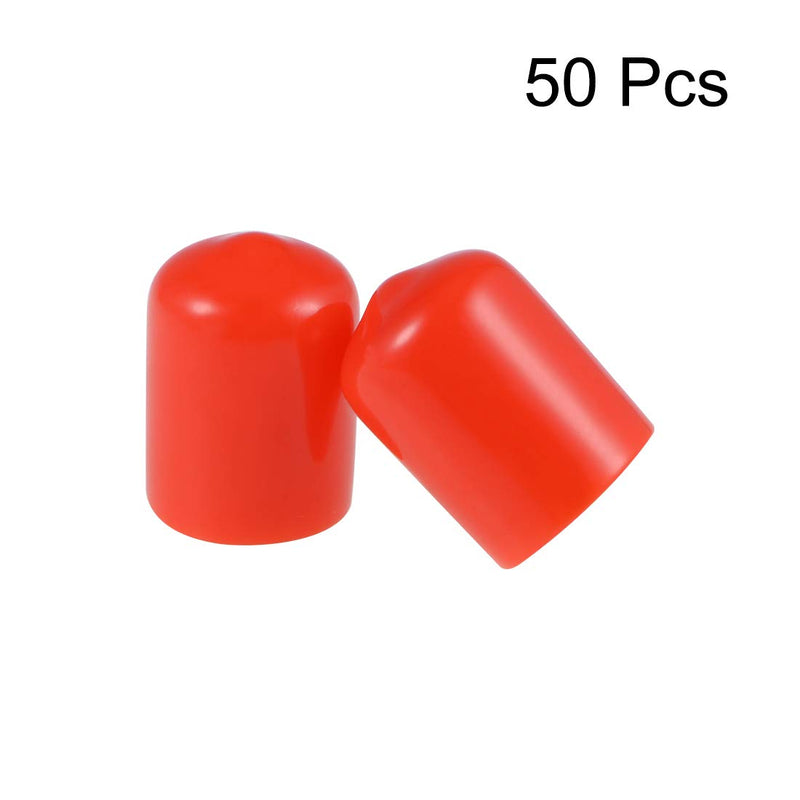 [Australia - AusPower] - uxcell 50pcs Rubber End Caps 1/2-inch(13mm) ID Vinyl Round Tube Bolt Cap Cover Screw Thread Protectors Red 13mm 