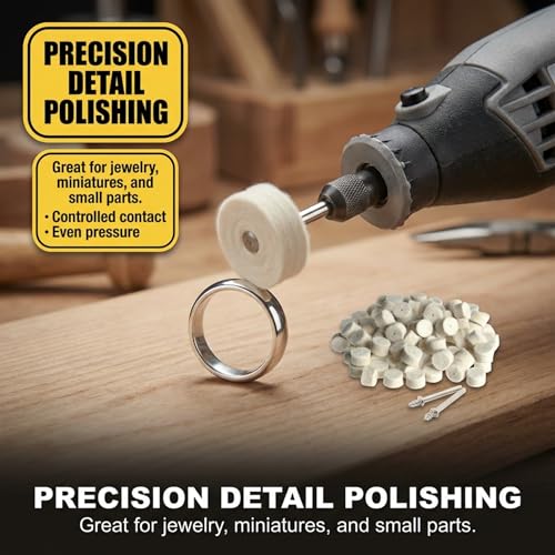 DRILAX 1/2-inch felt polishing buffing wheels with mandrels for Dremel rotary tools, 200-piece kit