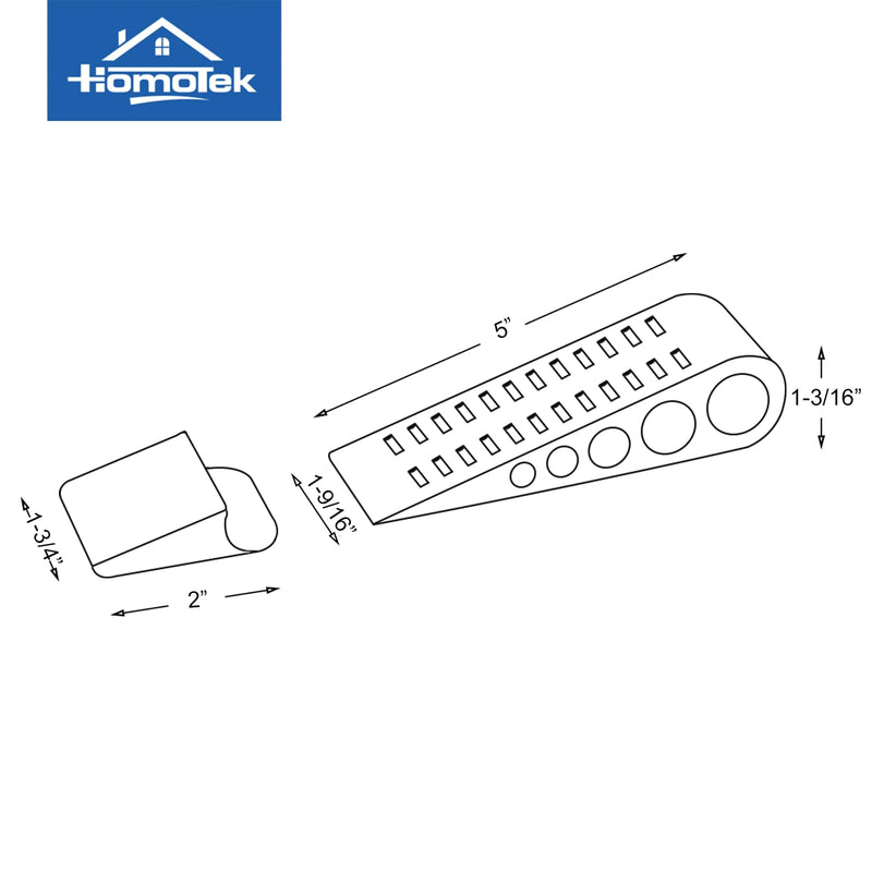 [Australia - AusPower] - HOMOTEK 2 Pack Wedge Rubber Door Stops Door Chucks Stoppers Wall Protector for Floor & Bottom of Door with Self Adhesive White Holder, 5"x1-9/16"x1-5/16" (Gray) Gray 