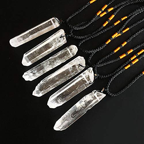 Wixine 2Pcs Natural Clear Quartz Crystal Pendulum Pendant Necklace Chakra Gemstone Healing