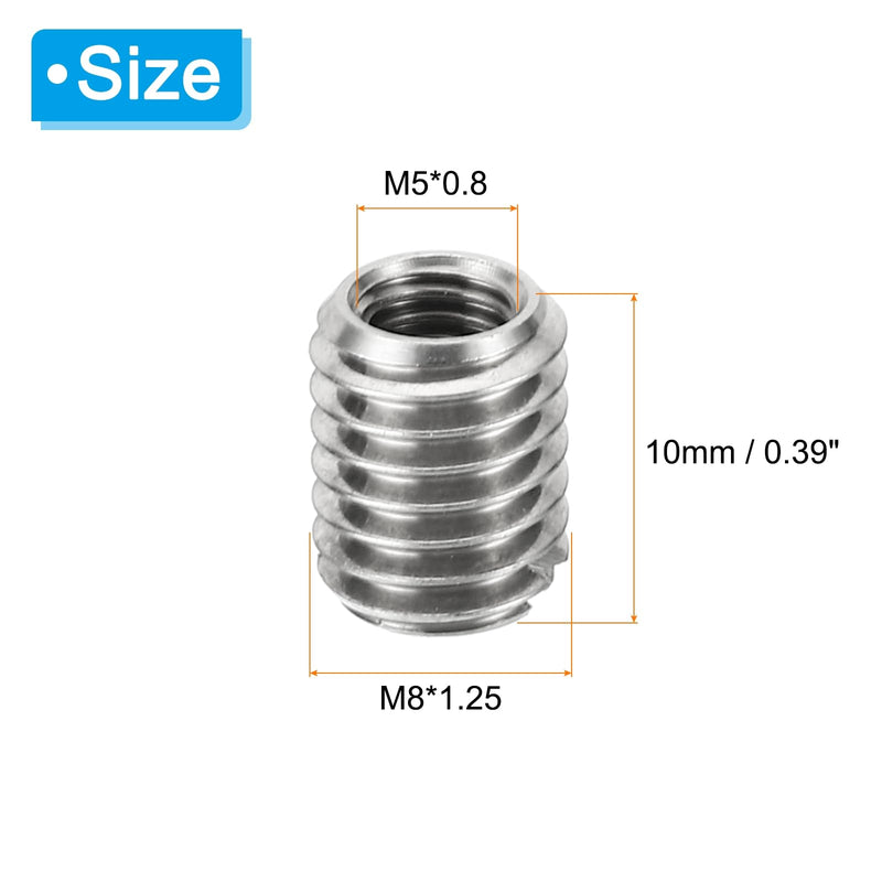 [Australia - AusPower] - PATIKIL Thread Adapters Sleeve Reducing Nut, 10 Pcs M8*1.25 Male to M5*0.8 Female Repairing Insert Nut Screw Reducer Conversion Stainless Steel Fastener 10mm M5xM8x10mm 
