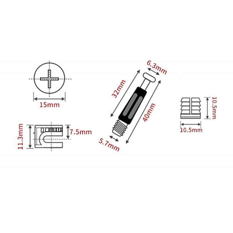 Cam Locks- Eccentric Wheels Cam Locks for Furniture Connecting Cam Lock Fittings, 3 in 1 Cam Connector Bolt Fittings Fasteners Hardware Parts Nut & Bolt Assortment Sets 108pcs