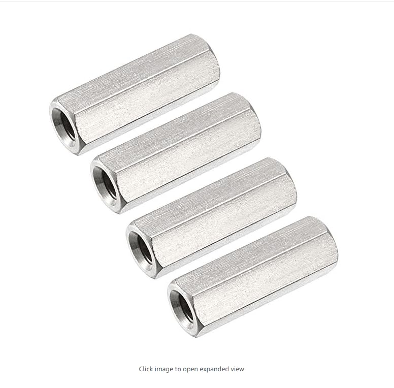 [Australia - AusPower] - 5PCS M8 X 1.25-Pitch 25mm Length 304 Stainless Steel Metric Hex Coupling Nut 