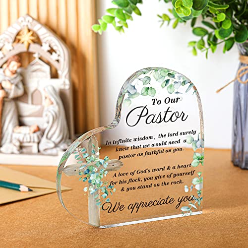 Gerrii Pastor Appreciation Gifts Acrylic Heart Plaque, Leaf