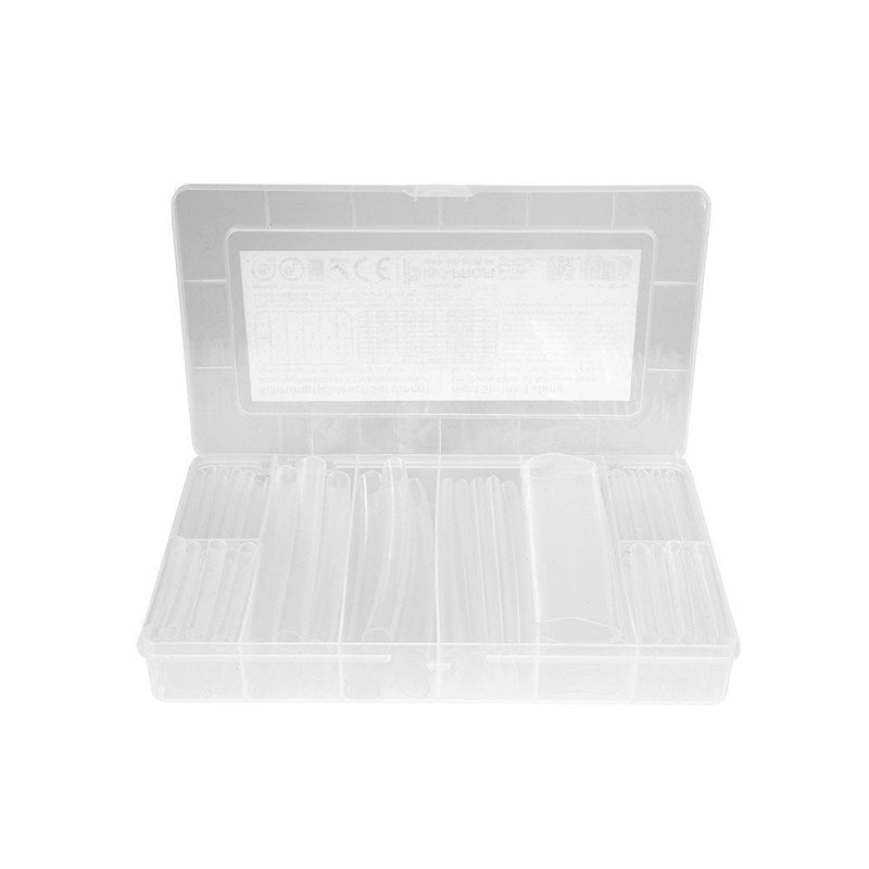 142-piece set 3:1 with adhesive heat shrink tubing assortment Set with total length of 8.3 m. Waterproof thanks to hot glue layer on the inside. By Isolatech., transparent | Unlabeled, 8.3 m total length, in a practical assortment box, hot glue layer f...