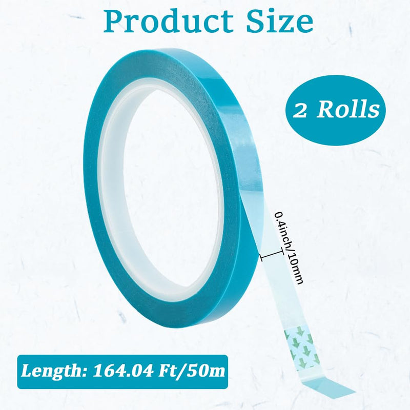 CRASPIRE 2 Roll Refrigerator Tape Blue Tapes 164Ft x 0.4In PET Non-Residual Adhesive Sliding Protection Label No-Slip for Fridge Fixing Drawer Air Conditioner Printer Fixed Reduction Bearing Furniture 164.04ftx0.79in(50mx10mm)