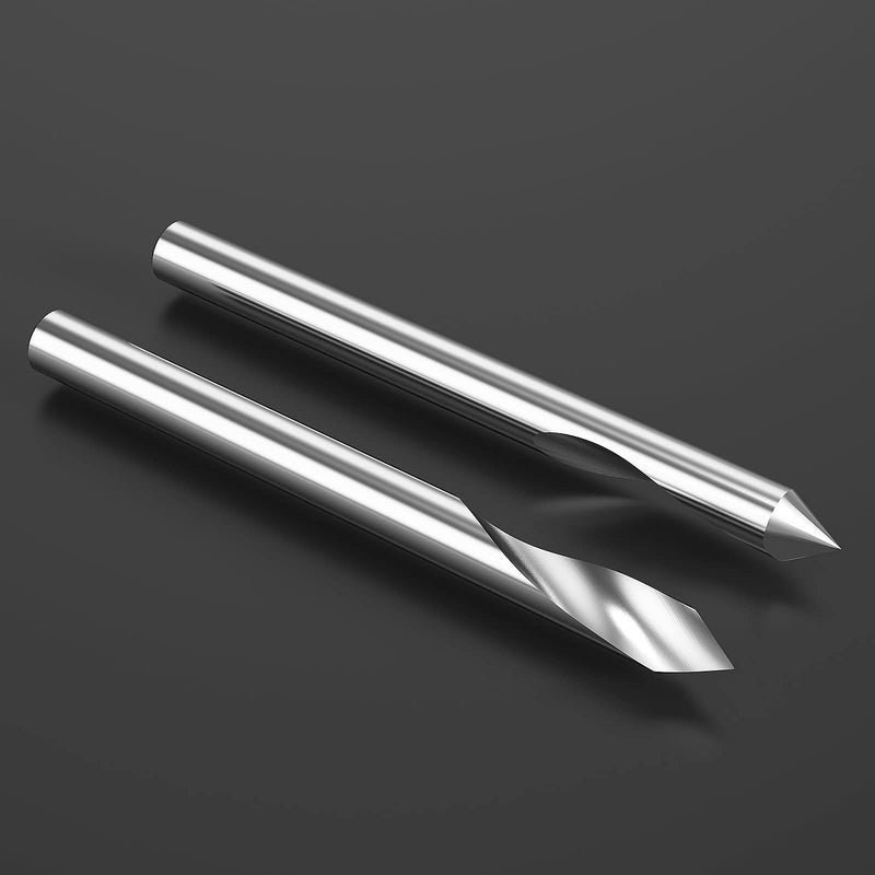 HUHAO Spiral 60 Degree V Groove Engraving Tool Flat Bottom CNC Router Bits 1/8 Inch Shank for Aluminum MDF Hard Wood Copper 5PCS 5PCS 60Degree 0.1mm Tip
