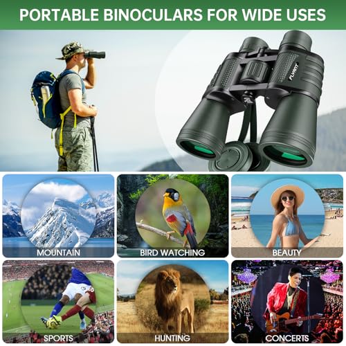 20x50 High Powered Binoculars for Adults, Waterproof Binoculars with Low Light Vision for Bird Watching Hunting Camping Travel Cruise Hiking Sports Stargazing, Gifts for Men Dad Green