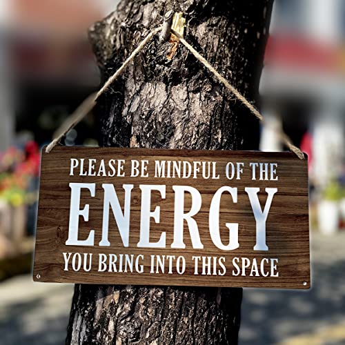 Country Style Wall Decor Be Mindful Quote Wooden Signs Rustic Hanging Wall Plaque Positive Energy Sign Home Decor Present Unleash your energy 7"L x 12"W
