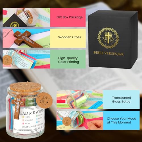 108 Pcs Read This When Bible Verses Jar for Christian, Birthday, Christmas Gifts for Women- Meaningful Gift for Mom, White Elephant Gift, Stocking Stuffer for Kids