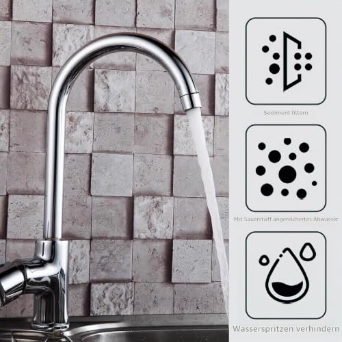 Pack of 4 Aerators for Taps M24 - Stainless Steel Tap Attachment for Kitchen and Bathroom - Aerator Insert D24 mm with Fine Sieve and External Thread