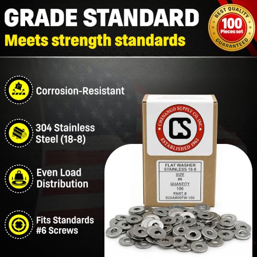 Chenango Supply #6 Stainless Flat Washers