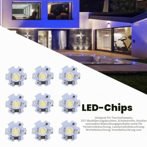 Garosa 25-Piece LED Lamp Beads 5V LED Chips 200LM 1W High Power SMD LED Lamp Chip Bulb for Replacement of Foodlight/Spotlight Bulbs in Home Studio (Pure White 6000-6500K)
