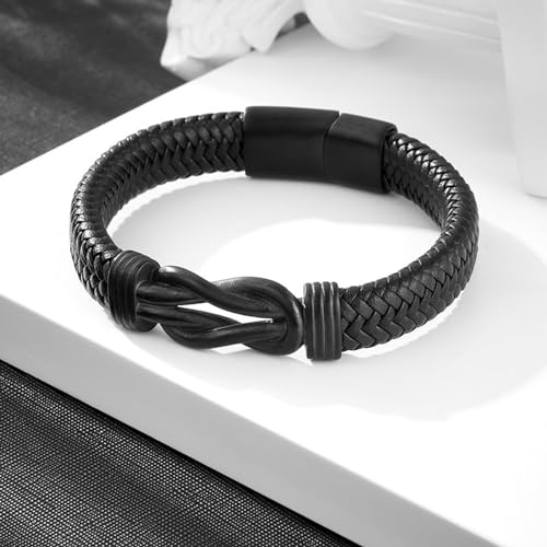 RIPFEVURN Urn Bracelet for Ashes for Women Men Infinity Knot Cremation Jewelry Leather Cuff Bangle Memorial Ashes Bracelet 8.66"