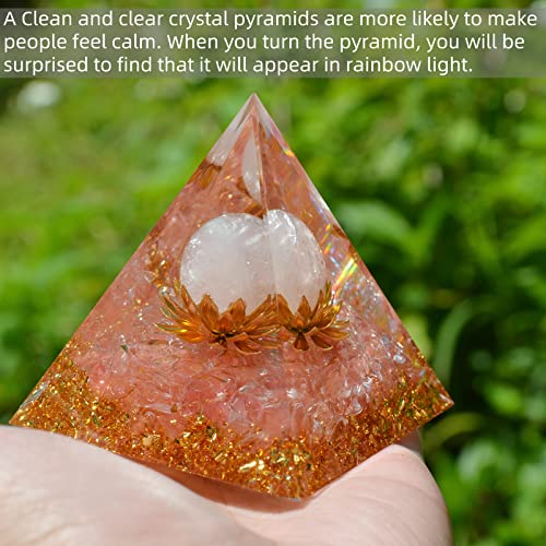 Hopeseed Orgone Pyramid Orgonite Healing Crystal Pyramid, Rose Quartz Rose Quartz Crystal