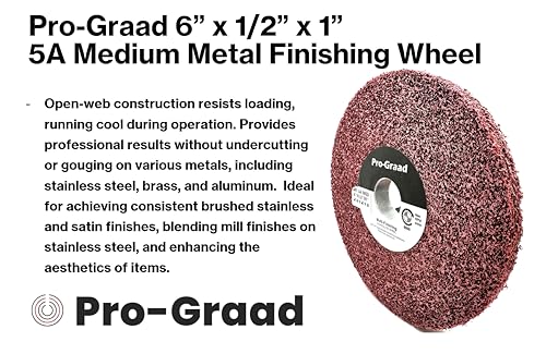 Pro-Graad 6-inch metal finishing wheel, 5A medium unitized and convolute wheel with 1/2-inch thickness and 1-inch arbor