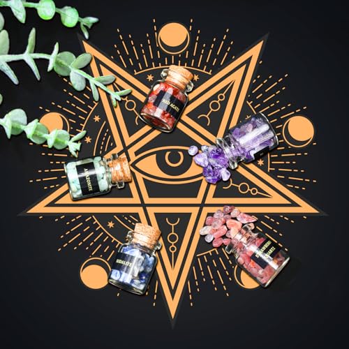 12 PCS Crystals and Healing Stones - Healing Crystal Chips in Jar Witch Stuff Witchcraft Supplies Reiki Crafts for Meditation Therapy Energy Clearing Witch Gift for Beginners 12 Pcs Crystals and Healing Stones