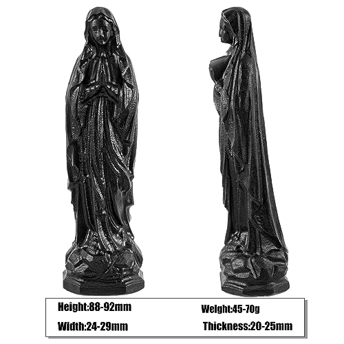TUMBEELLUWA 3.5" Black Obsidian Virgin Mary Statue for Home Church Decor #1 the Virgin Mary-Black