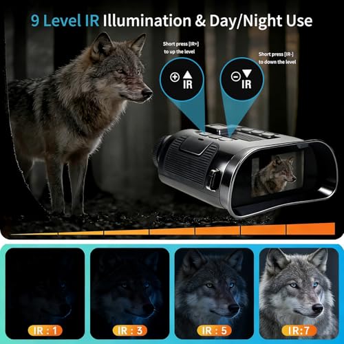 Night Vision Goggles for Adults, 4K Night Vision Binoculars 8X Zoom & 5000mAh Rechargeable Battery, 3" HD Screen & 32GB Card, Infrared Vision, Infrared Binoculars for Hunting, Camping & Security