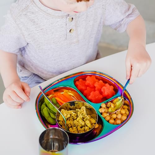 Ahimsa Stainless Steel Kids Utensil Set, Rainbow, 8-Piece Set Fork & Spoon Set Rainbow - 4 Forks + 4 Spoons