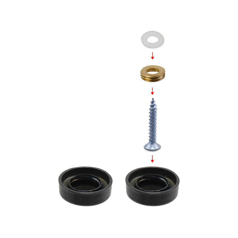 [Australia - AusPower] - Decorative Mirror Screws Black Cap Cover Nails 0.65"/16mm Cap Dia 304 Stainless Steel Screw Covers Caps Brushed -12pcs 