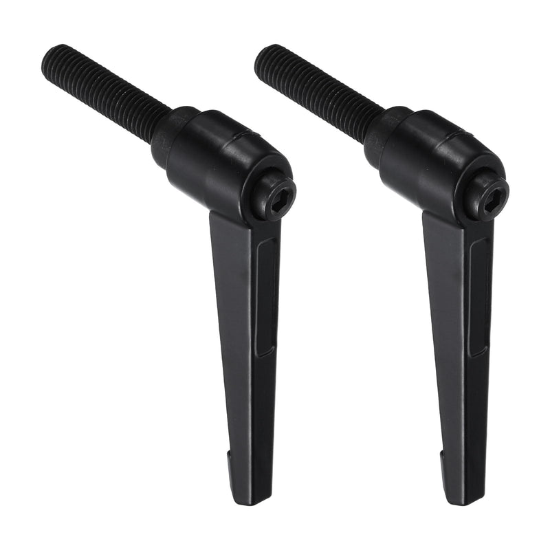 [Australia - AusPower] - uxcell 2pcs Lever Adjustable Handles M12 x 50mm Metric Male Thread with Nuts Washers, Level Clamping Handle Set Hand Stud Knobs Rotating Screw Handles Bolts with Locking Lever, Black 