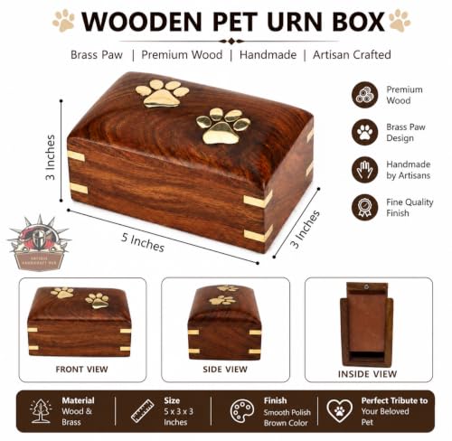 Rosewood Cremation Box Pet Urn Peaceful Pet Memorial Keepsake Urn for Ashes
