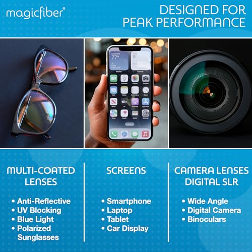 MagicFiber 18 PK - 12 Household Microfiber Cleaning Cloths + 6 Glasses Microfiber Cleaning Cloths - Premium Kitchen Towels and Glasses Wipes