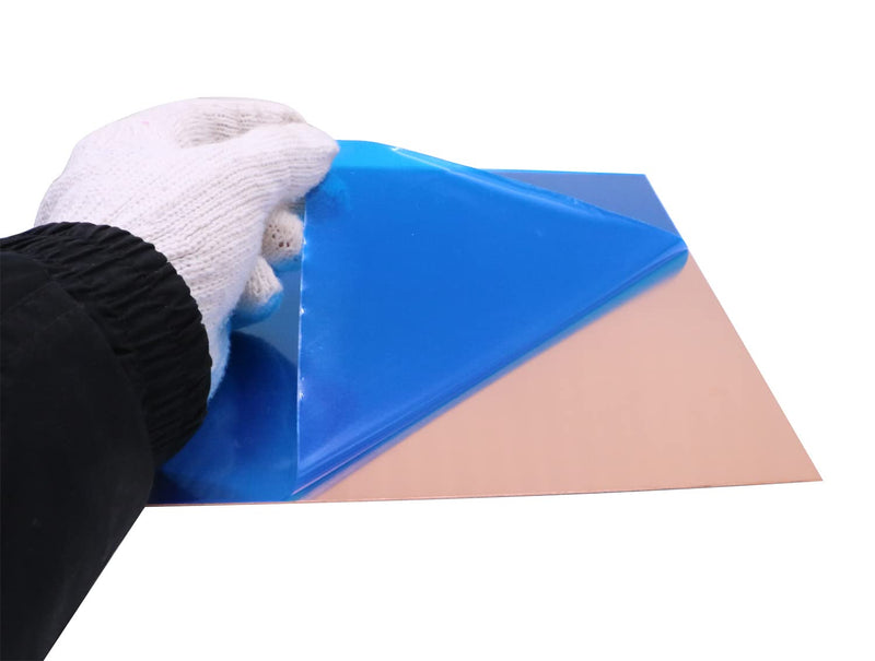 1 Pcs Pure Copper Sheet, 12" x 12", 18 Gauge(1.02mm) Thickness, No Scratches, Protective Film on Both Sides