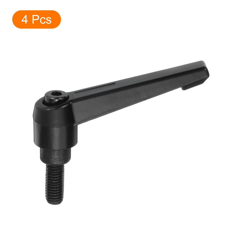[Australia - AusPower] - uxcell 4Pcs M8 x 16mm Adjustable Knobs Handle Male Thread Push Button Ratchet Quick Release Locking Rotating Bolt for Lathe Machinery, Black 
