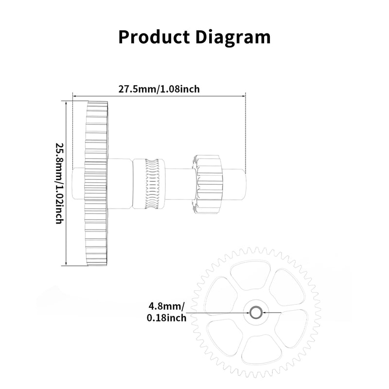 Sherpa Mini R2 Extruder Gear Kit - All Metal Nano-Coated Spur Gears: FYSETC Integrated Dual Gear with Stainless Steel Wheel Upgraded High Precision 3D Printer Drive Gear for VORON0 0.1 0.2