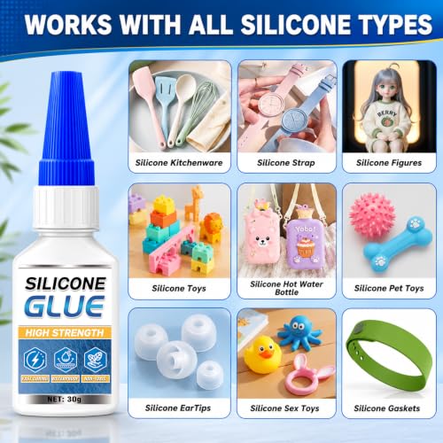 Vigorder clear silicone glue, 30g adhesive bottle for rubber, TPU, TPR, TPE and flexible waterproof bonding