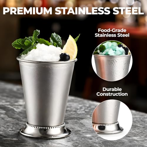 Trez Treamer Mint Julep Cups Set of 3, 12 oz Cocktail Mugs & Glasses with Copper Finish for Bourbon, and Home Bar