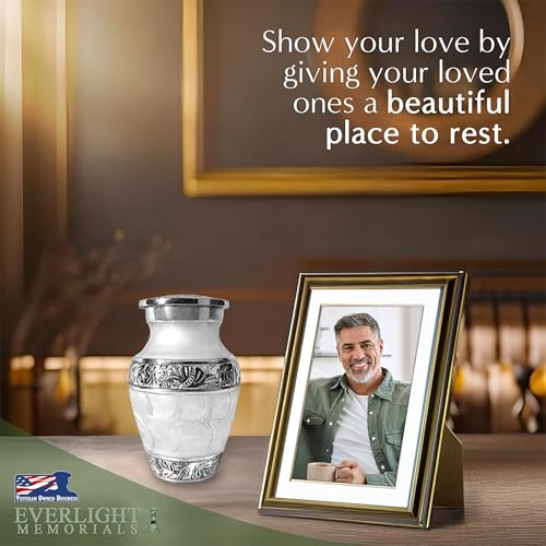 Small Urns for Human Ashes Keepsake – White Sharing Cremation Urn for Human Ashes, Decorative Urns for Human Ashes Adult Man and Woman, Mini Urns for Human Ashes – Loving Reflections White White Enamel Small