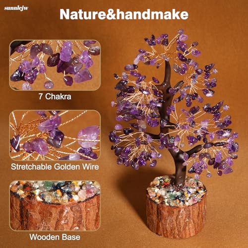 Amethyst Chakra Crystal Tree of Life,Crystals and Healing Stones,Birthday Gifts for Women,Spiritual Meditation Gifts for Positive Energy,Crystal Decor Purple
